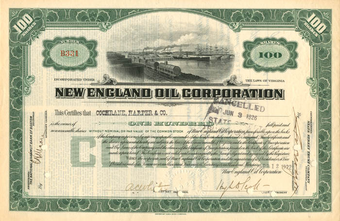 New England Oil Corporation - Stock Certificate